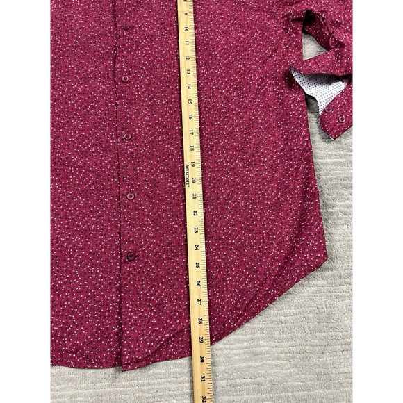 Nine West Shirt Mens XL Red Patterned Button Up Long Sleeve Slim Fit Casual - Picture 5 of 11